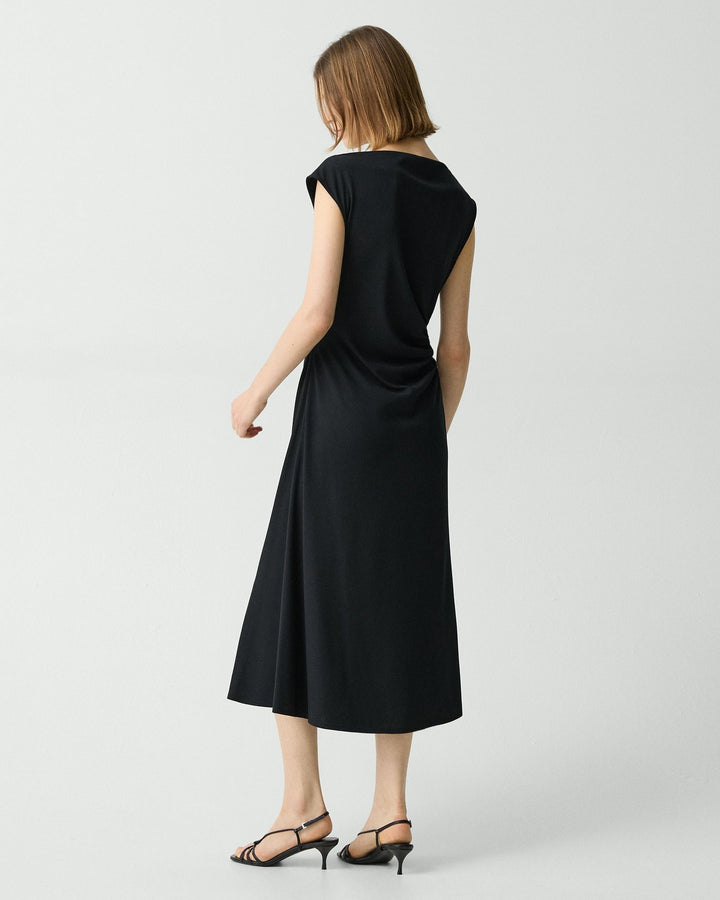 Draped Boatneck Dress in Crepe Jersey