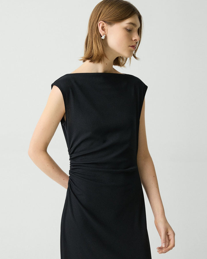 Draped Boatneck Dress in Crepe Jersey