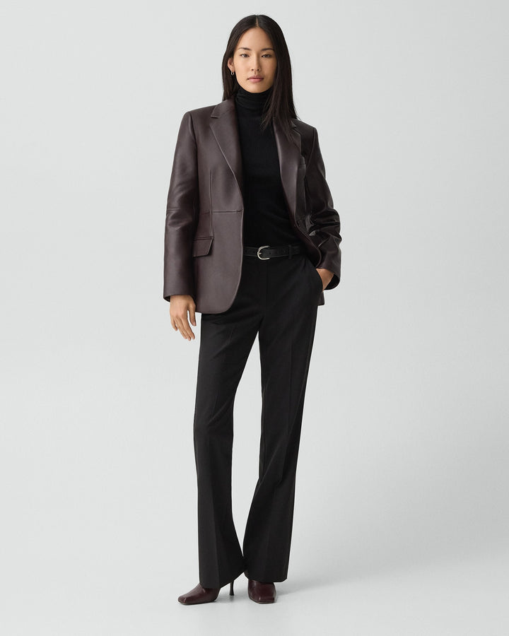 Lynnia Leather Blazer - Cacao