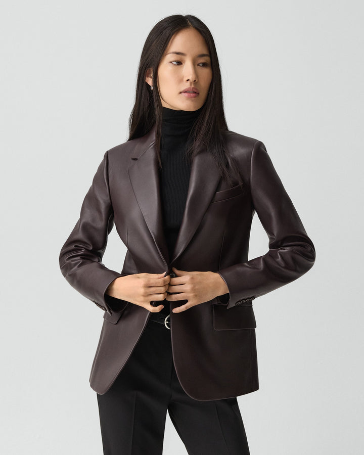 Lynnia Leather Blazer - Cacao
