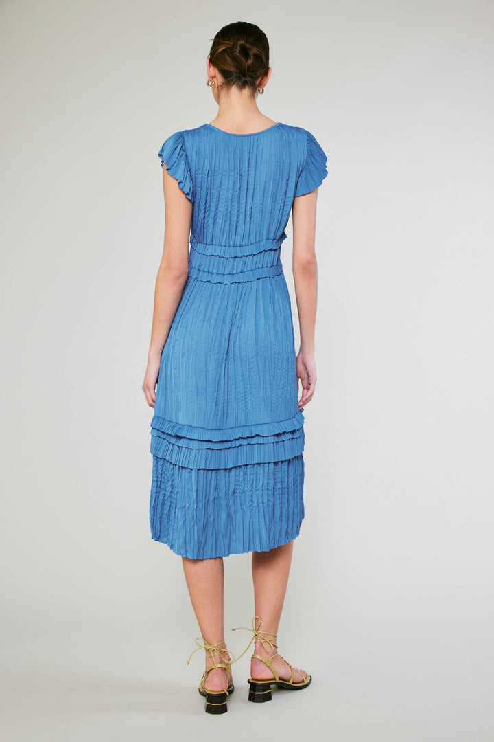 Sereia Pleated Midi Dress - Light Blue
