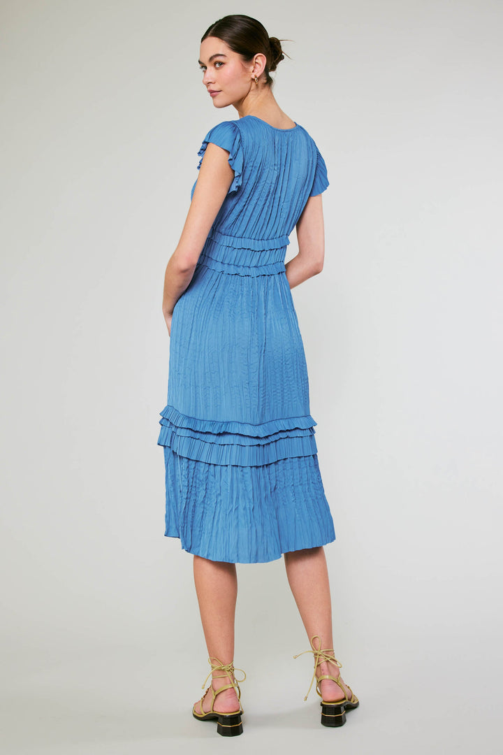 Sereia Pleated Midi Dress - Light Blue