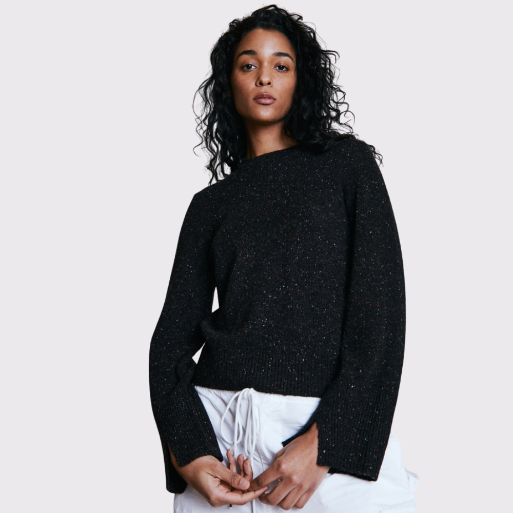 Split Sleeve Cuffed Sweater with Detachable Snood – LIANA NYC