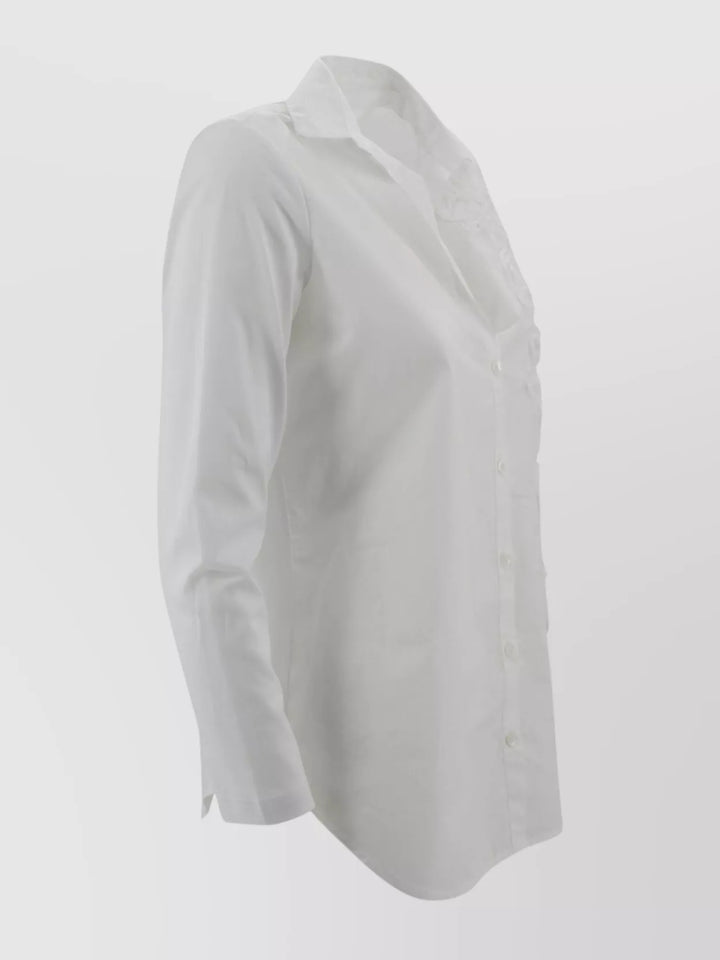 Embroidered V-Neck Slim Fit Long Sleeves Shirt