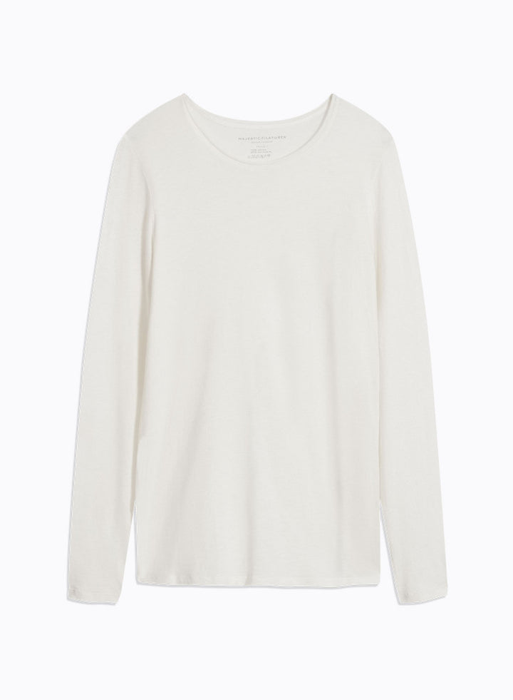 Cotton / Cashmere Long Sleeve Round Neck T-Shirt