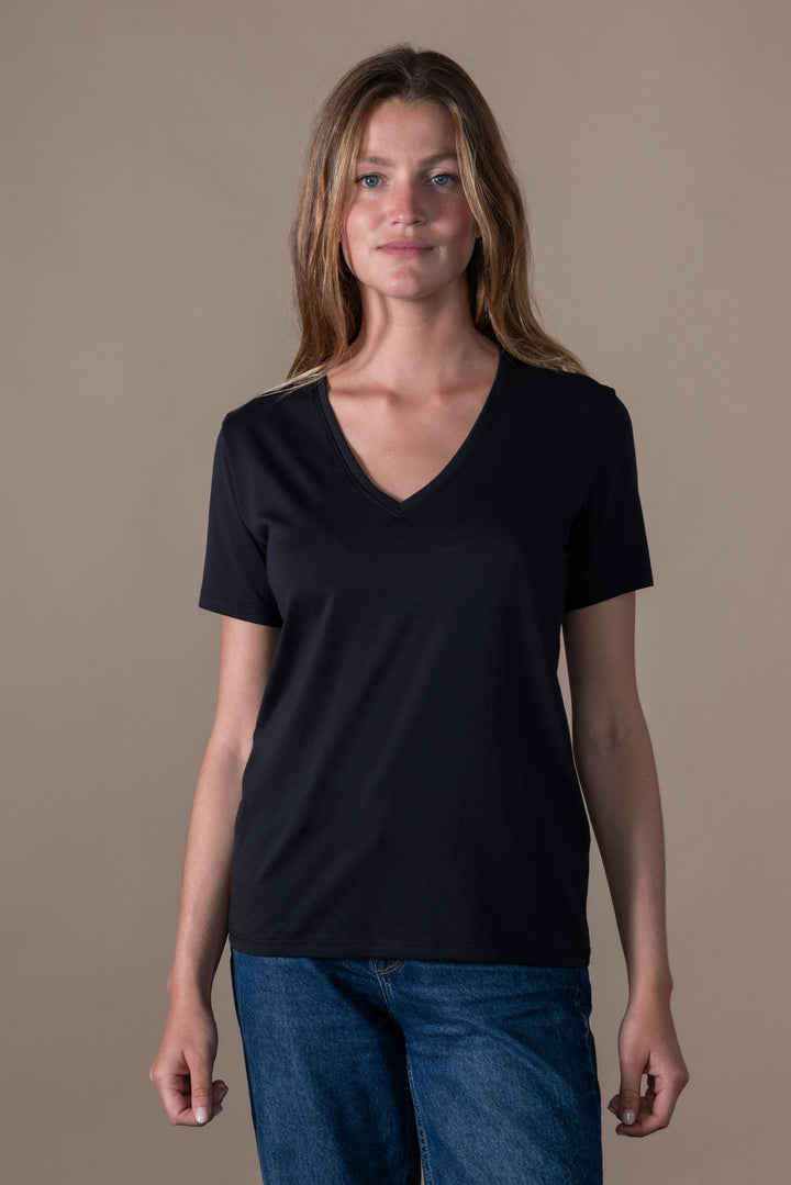 Romy V Neck Tee Noir