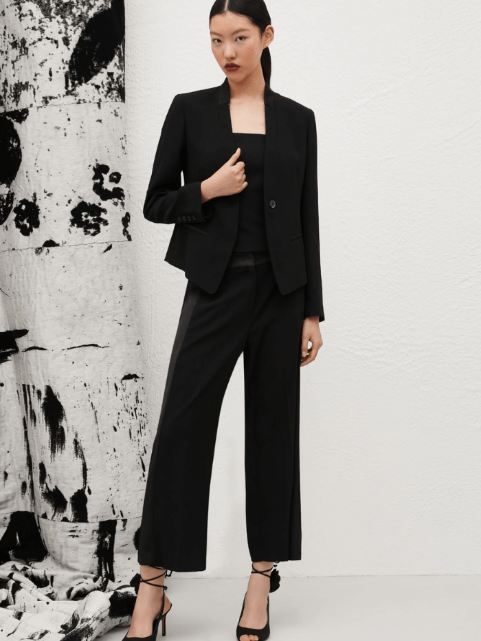 Miranda Stand-Up Collar Blazer - Black