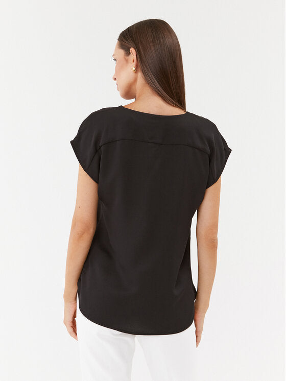 Brina Short Sleeve V -Neck Satin Top