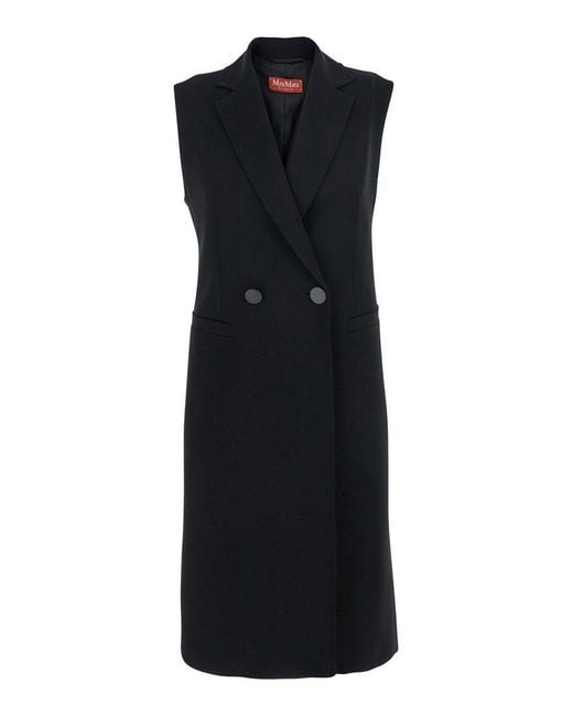 Max Mara Studio Zena Double Breasted Sleeveless Gilet - Black