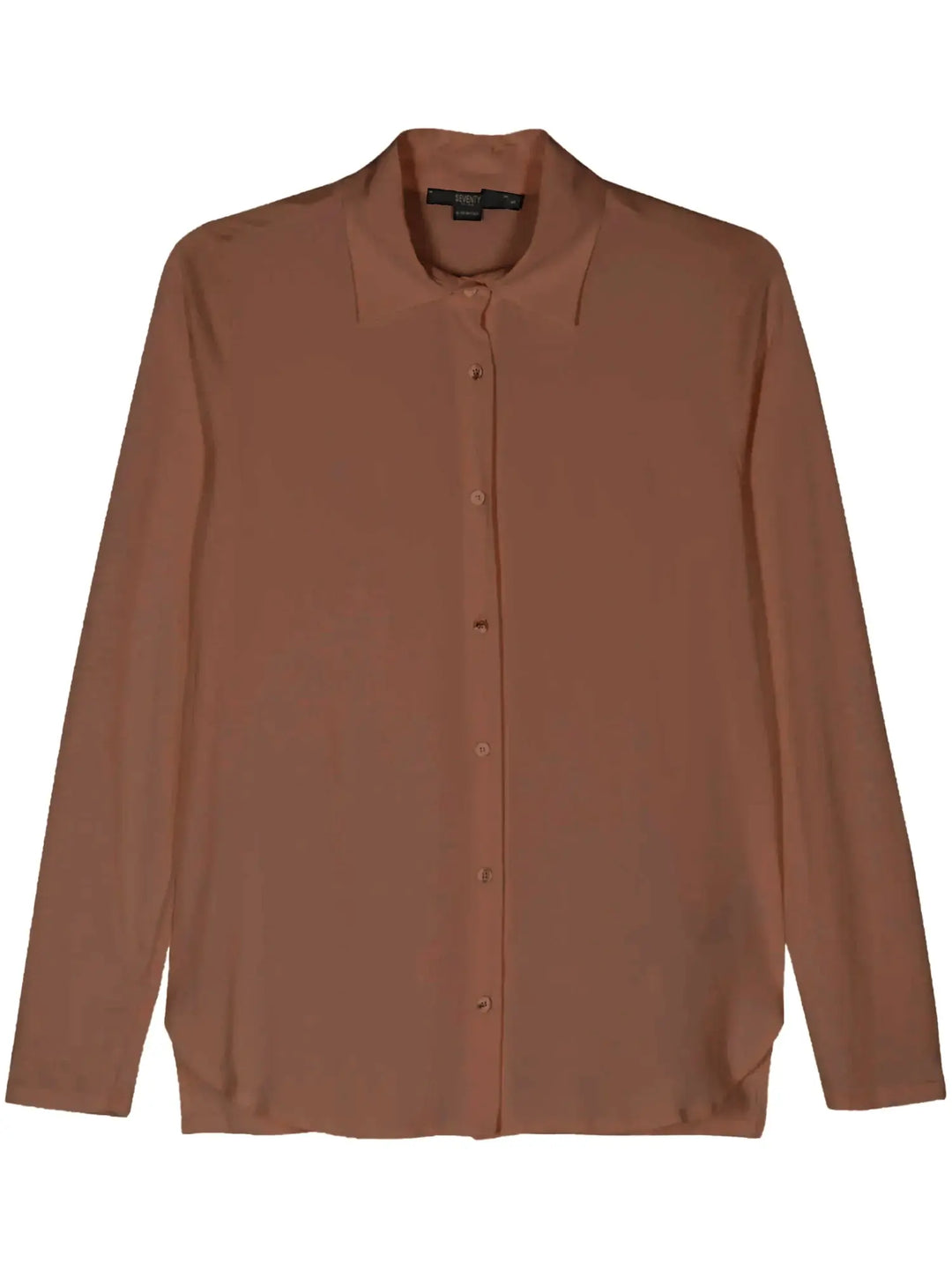 Silk Button Front Shirt - Chocolate