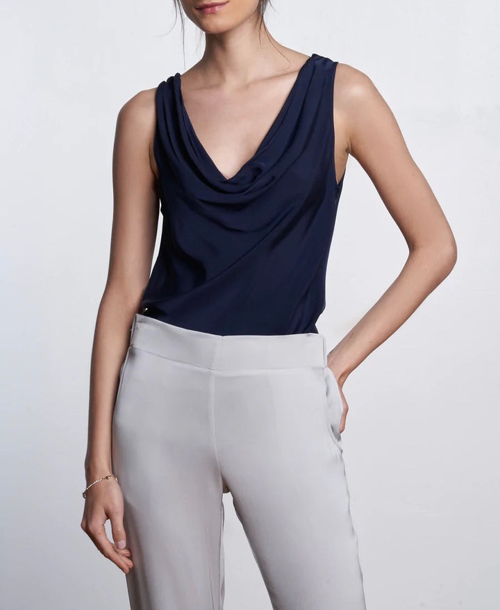 Paris Cowl Neck Silk Tank