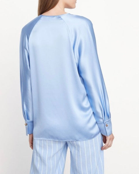 London Dust Blue Silk Pyjama Top