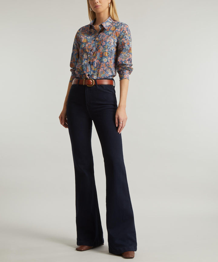 Ciara Fitted Tana Lawn Cotton Shirt- Light Blue