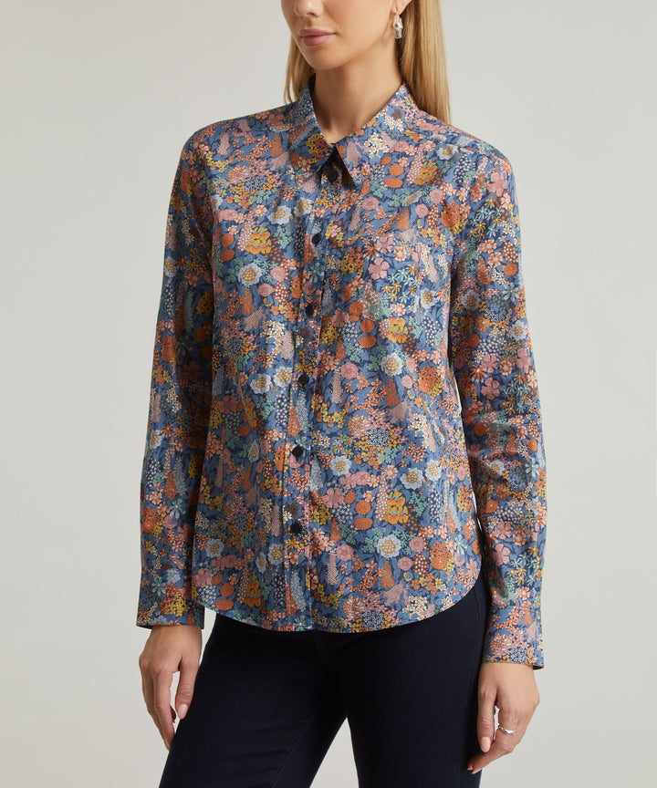 Ciara Fitted Tana Lawn Cotton Shirt- Light Blue
