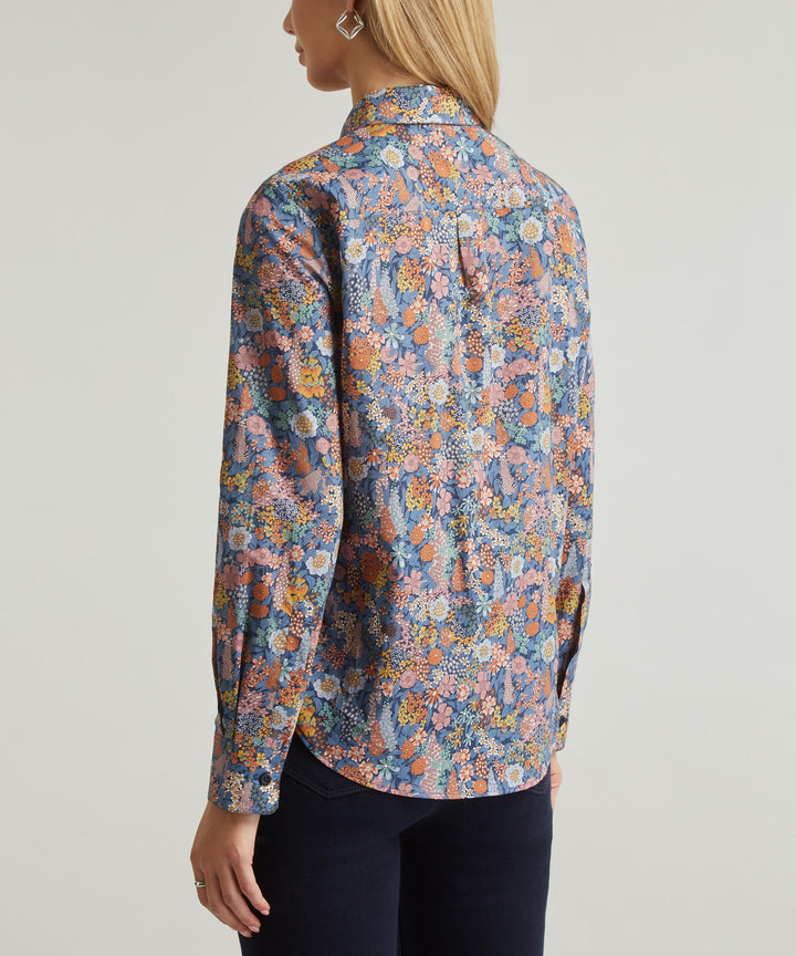 Ciara Fitted Tana Lawn Cotton Shirt- Light Blue