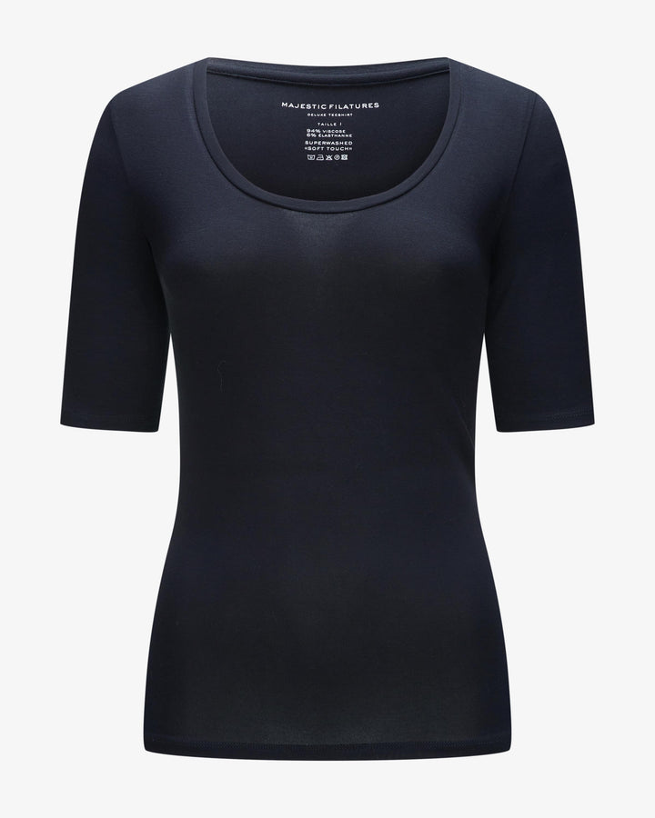 Soft Touch Elbow Sleeve Scoop Neck