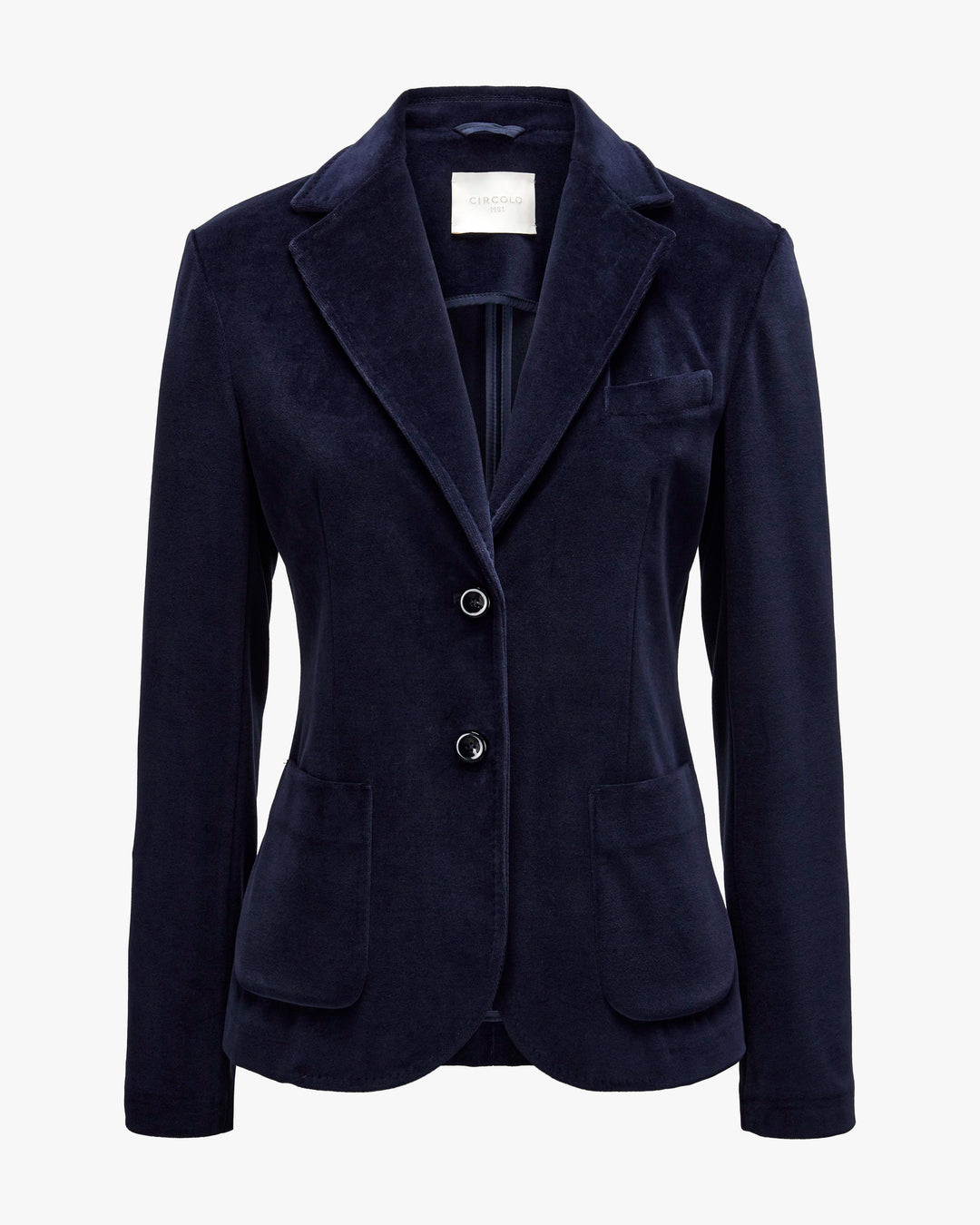 Slim Fit Velour 2 Button Jacket - Dark Navy