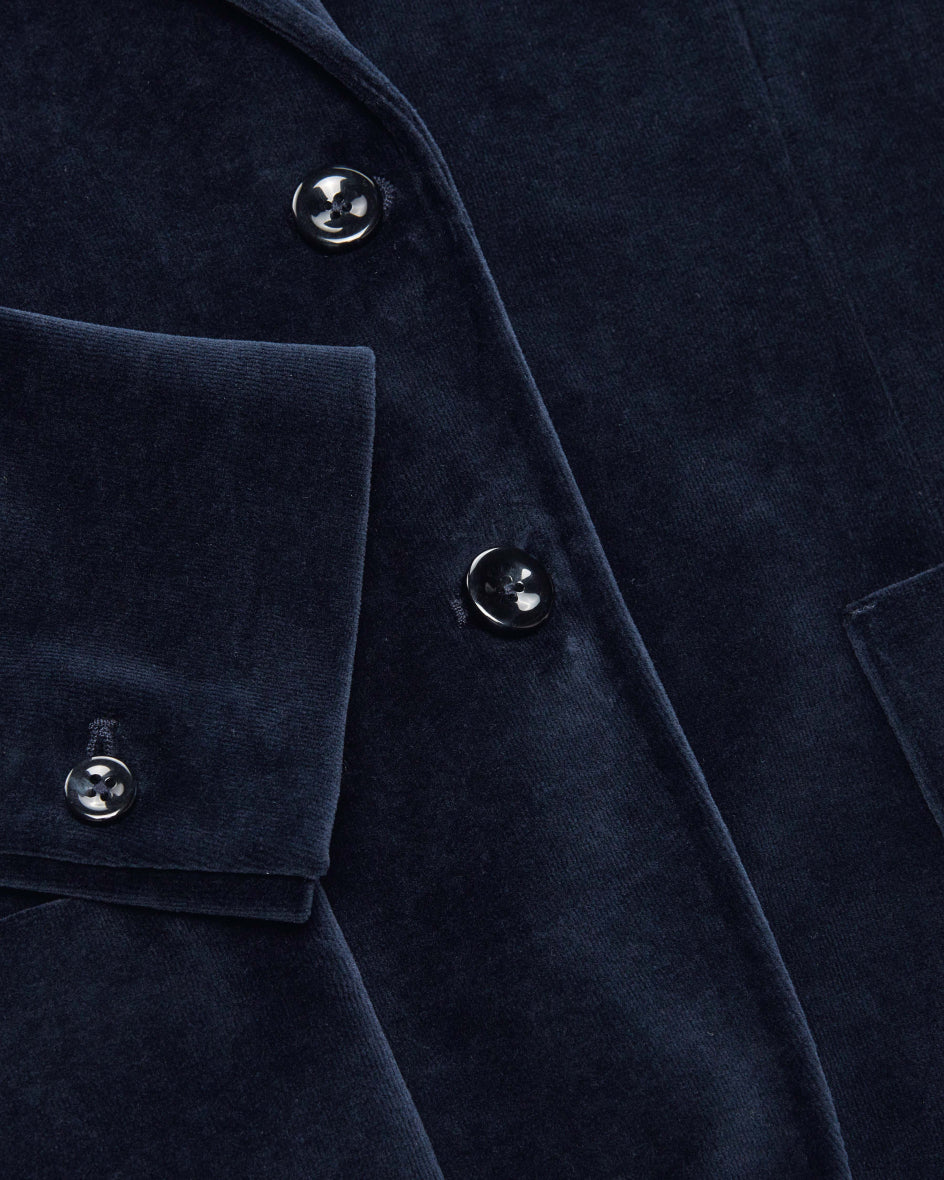 Slim Fit Velour 2 Button Jacket - Dark Navy