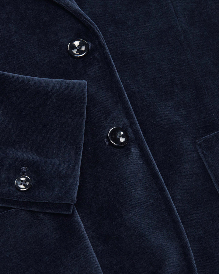 Slim Fit Velour 2 Button Jacket - Dark Navy