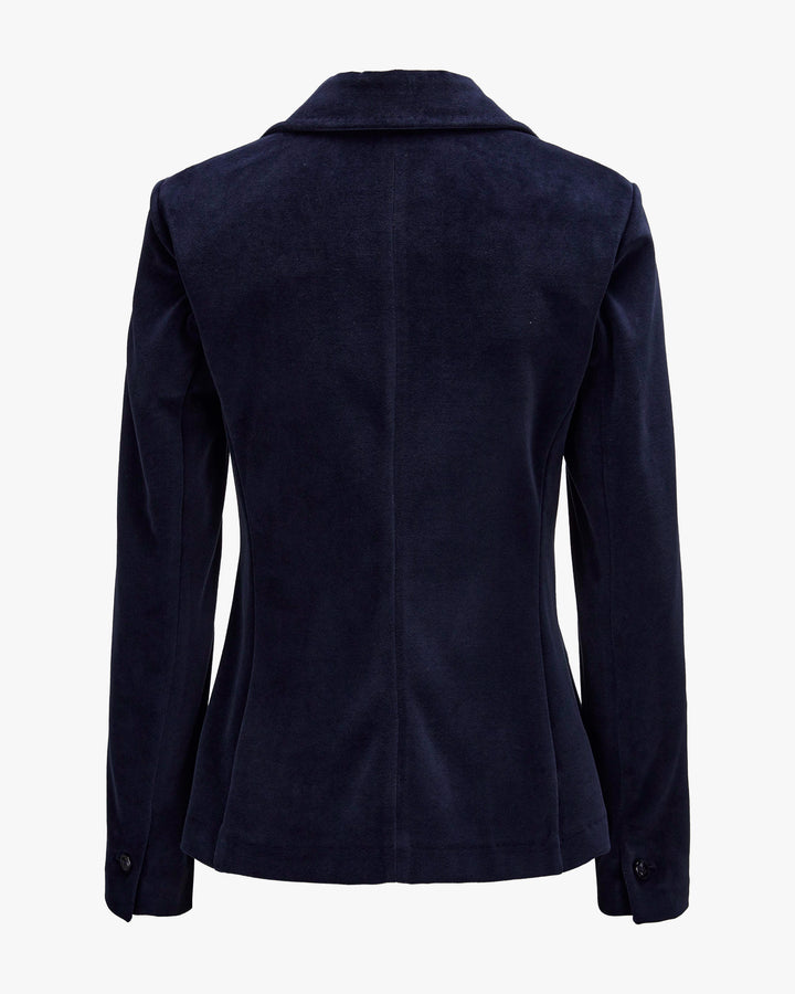 Slim Fit Velour 2 Button Jacket - Dark Navy