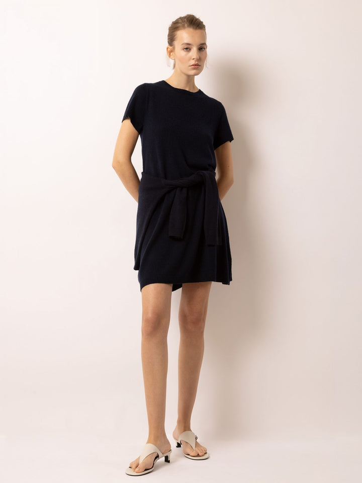 Short Sleeve A Line Cashmere Dress