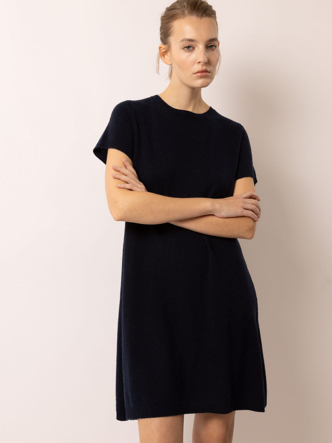 Short Sleeve A Line Cashmere Dress