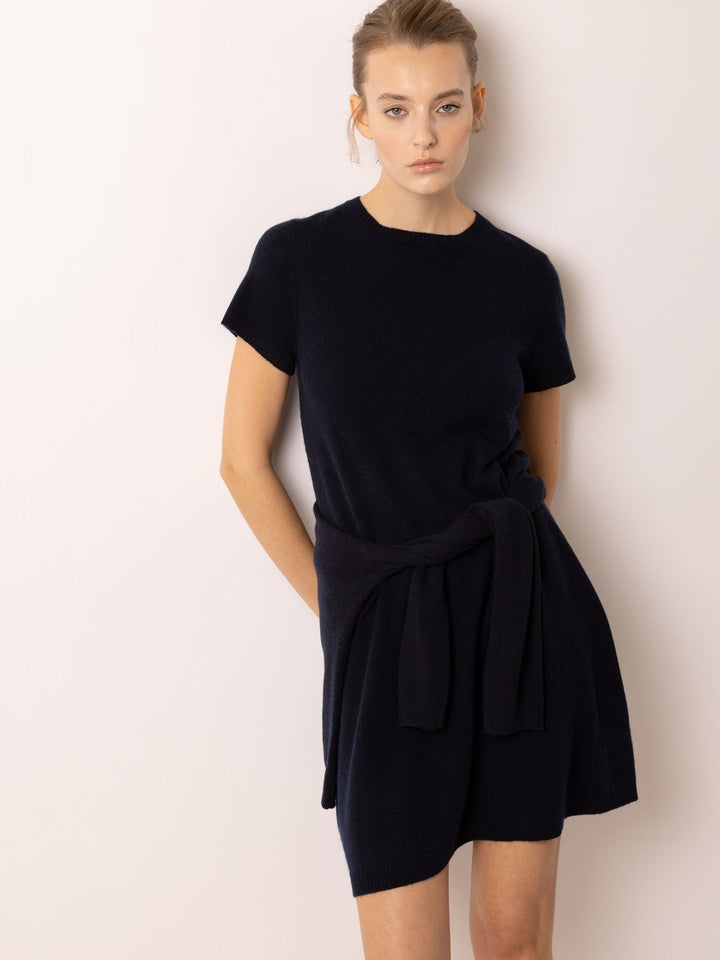 Short Sleeve A Line Cashmere Dress