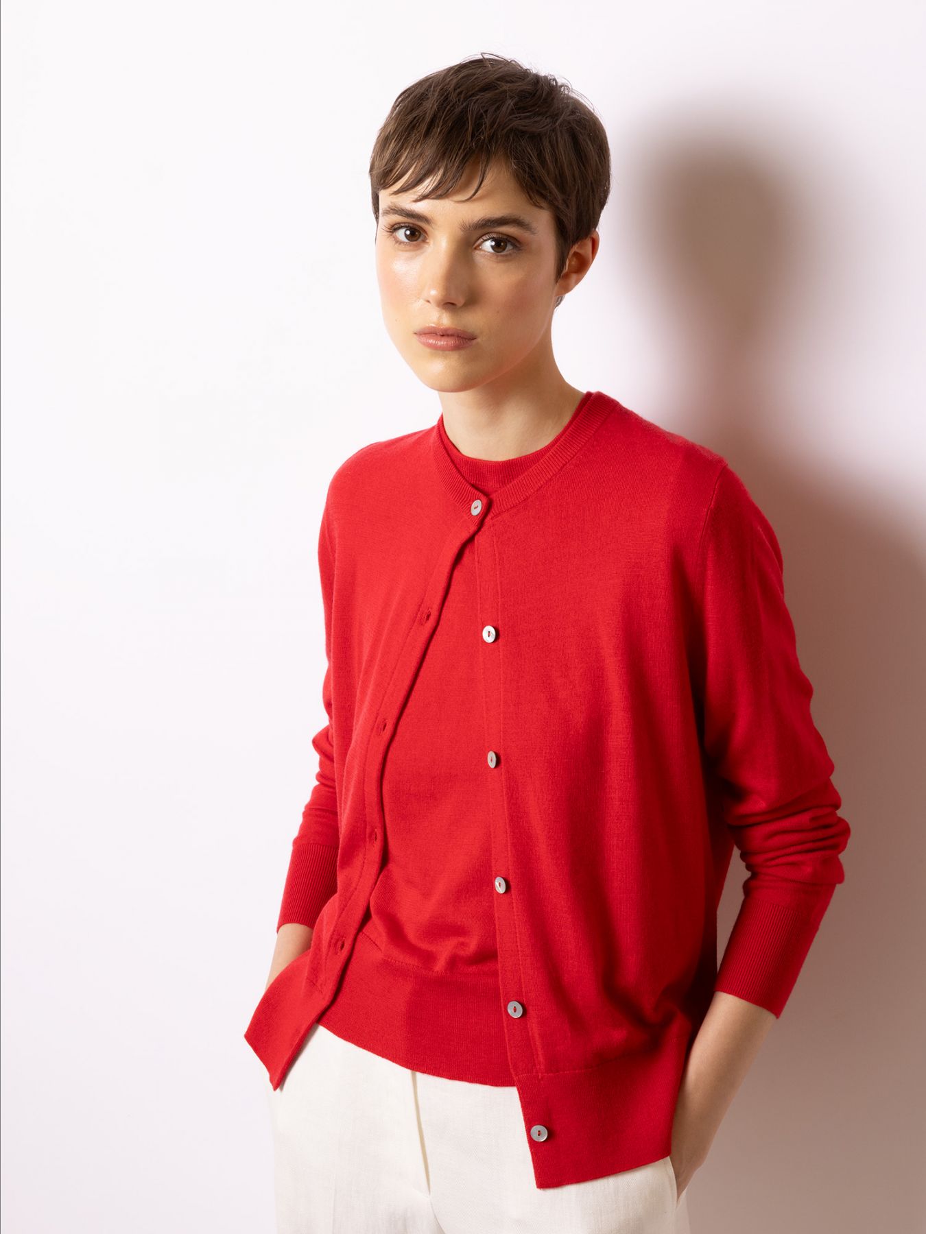 Red Fine Knit Cardigan – LIANA NYC