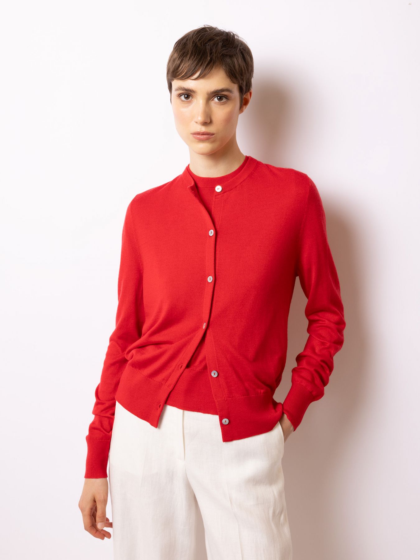 Red Fine Knit Cardigan – LIANA NYC