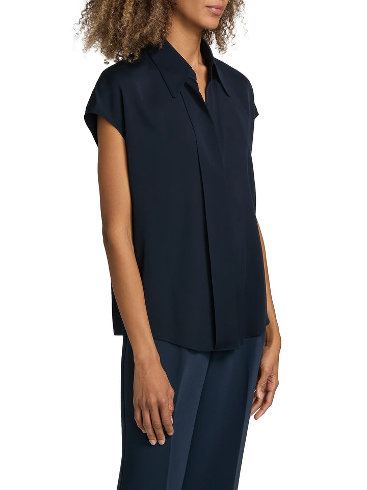 Cap Sleeve Hidden Placket Blouse