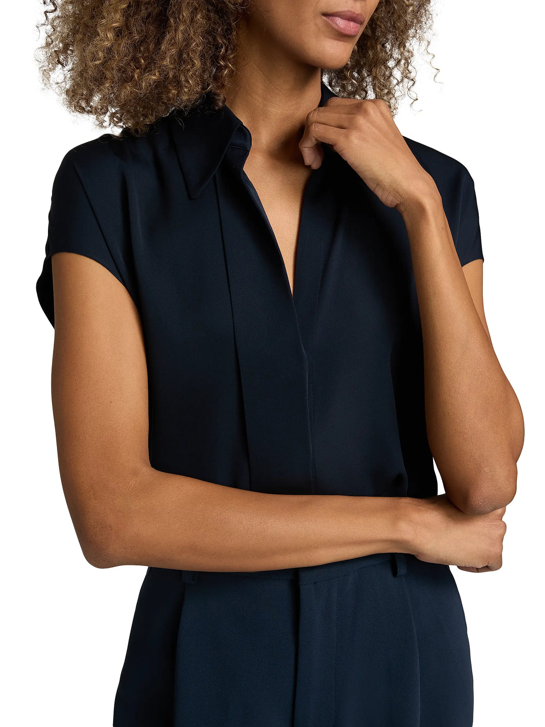 Cap Sleeve Hidden Placket Blouse