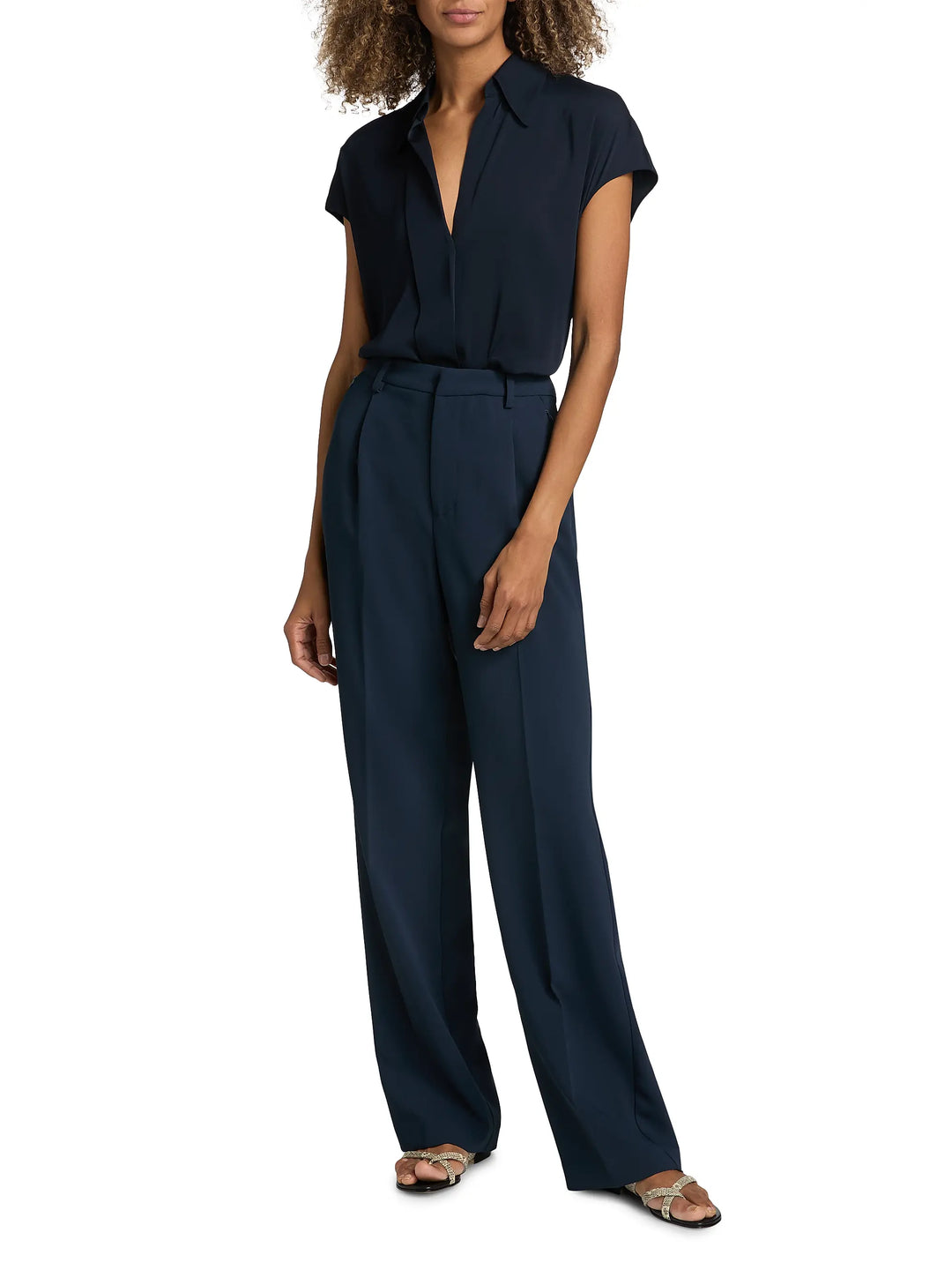 Cap Sleeve Hidden Placket Blouse