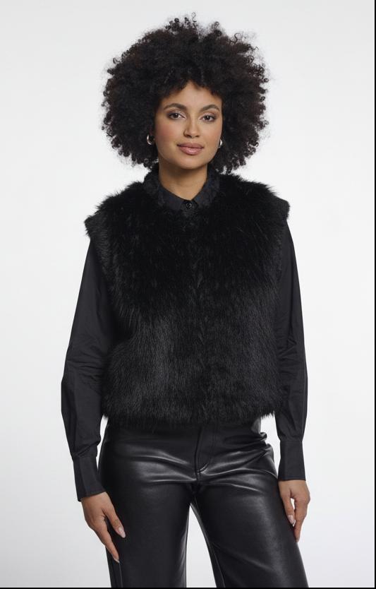Faux Fur Vest - Black