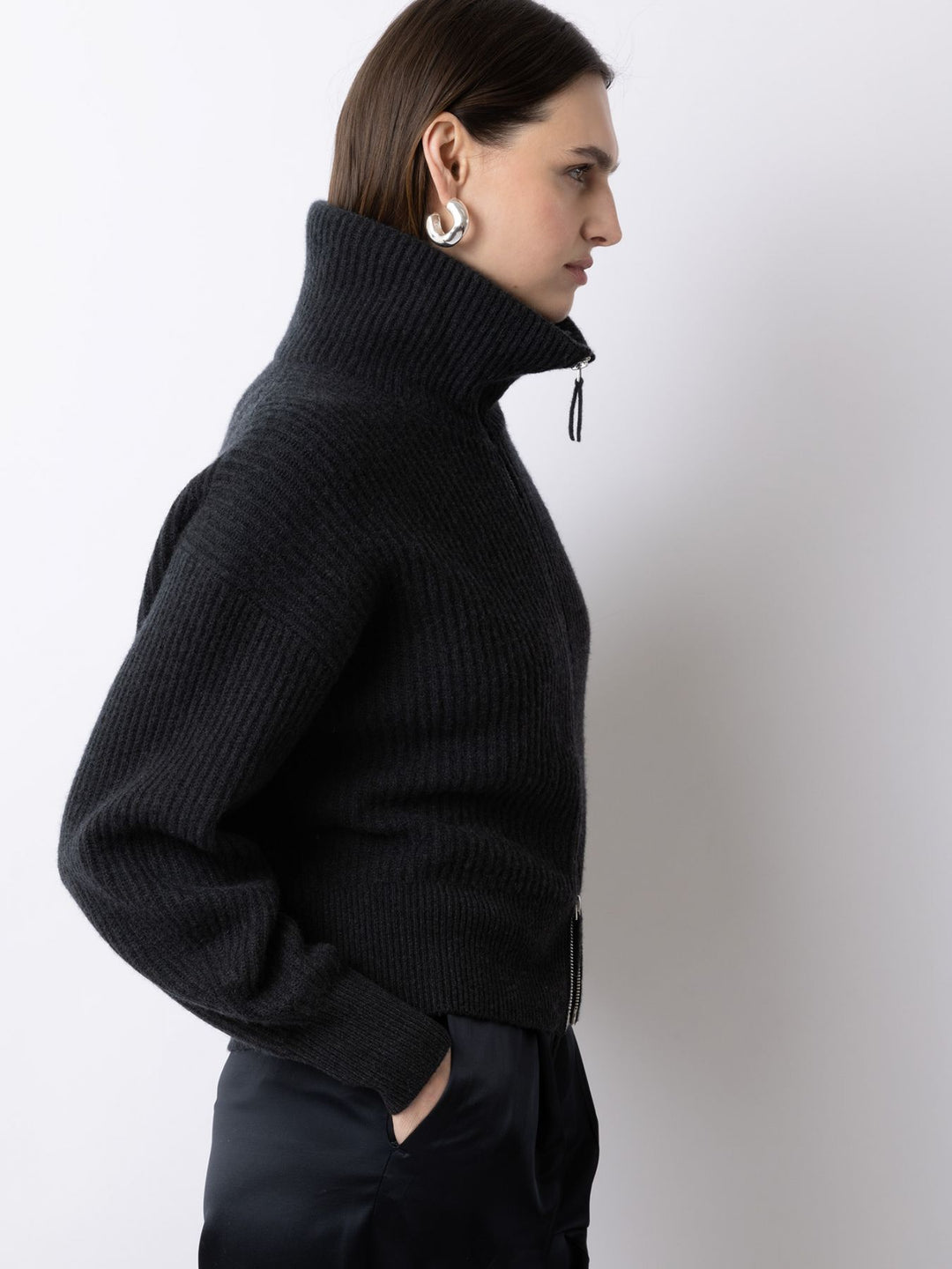 Zip Cardigan - Onyx