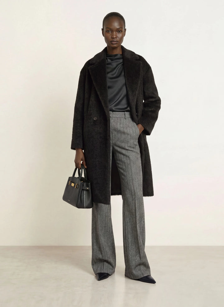 Urbano Faux Fur Coat with Alpaca - Black