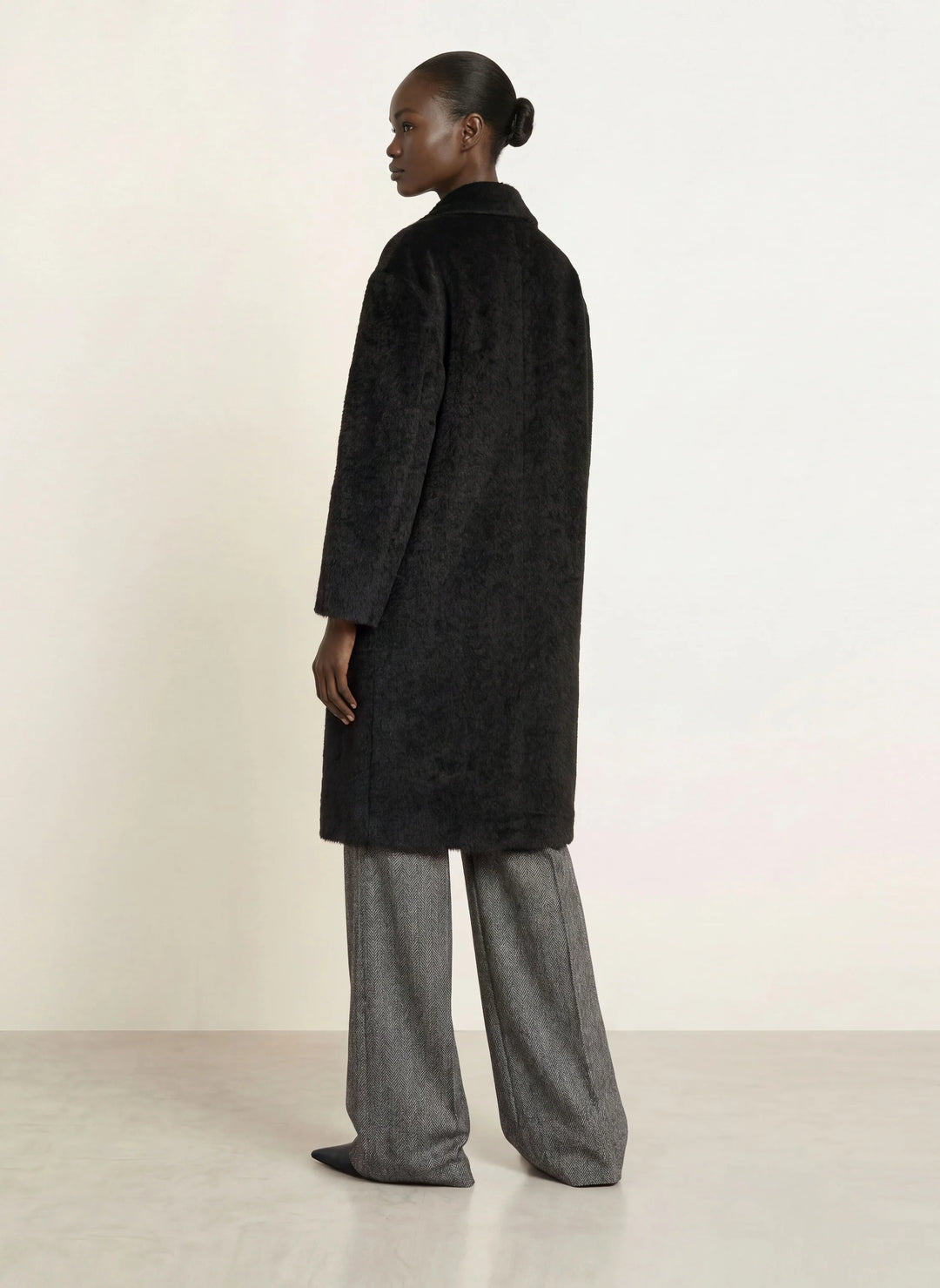 Urbano Faux Fur Coat with Alpaca - Black