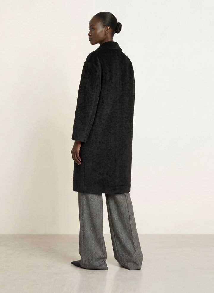 Urbano Faux Fur Coat with Alpaca - Black