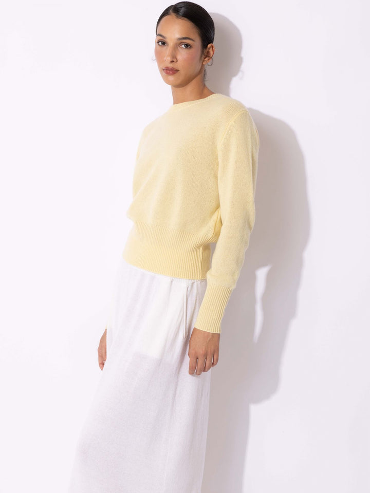 Boatneck Rib Cuff Pullover - Vanilla