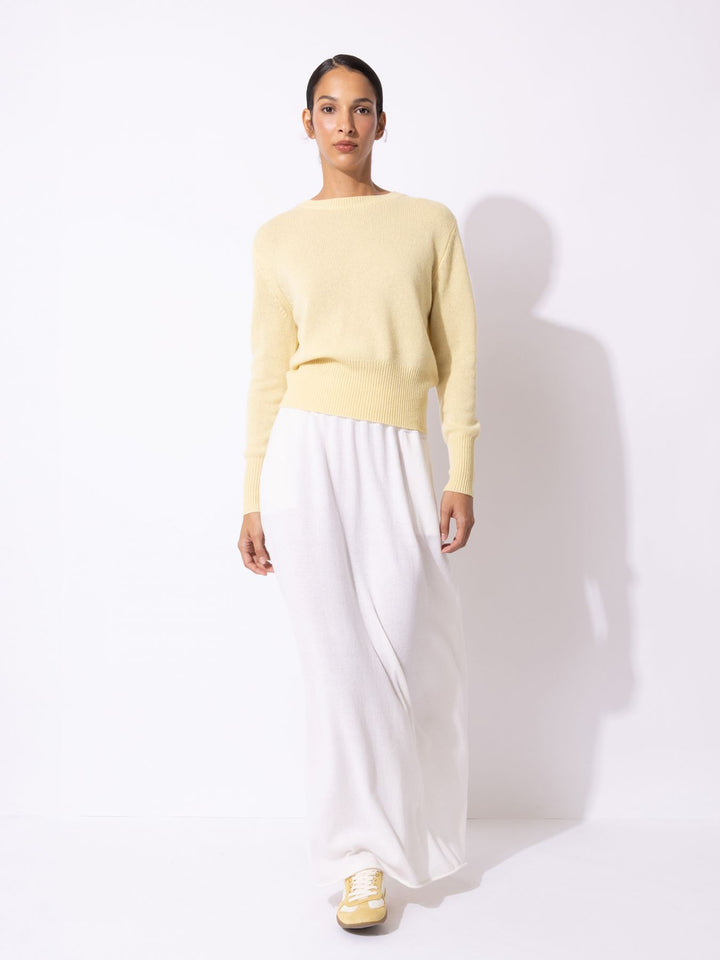 Boatneck Rib Cuff Pullover - Vanilla