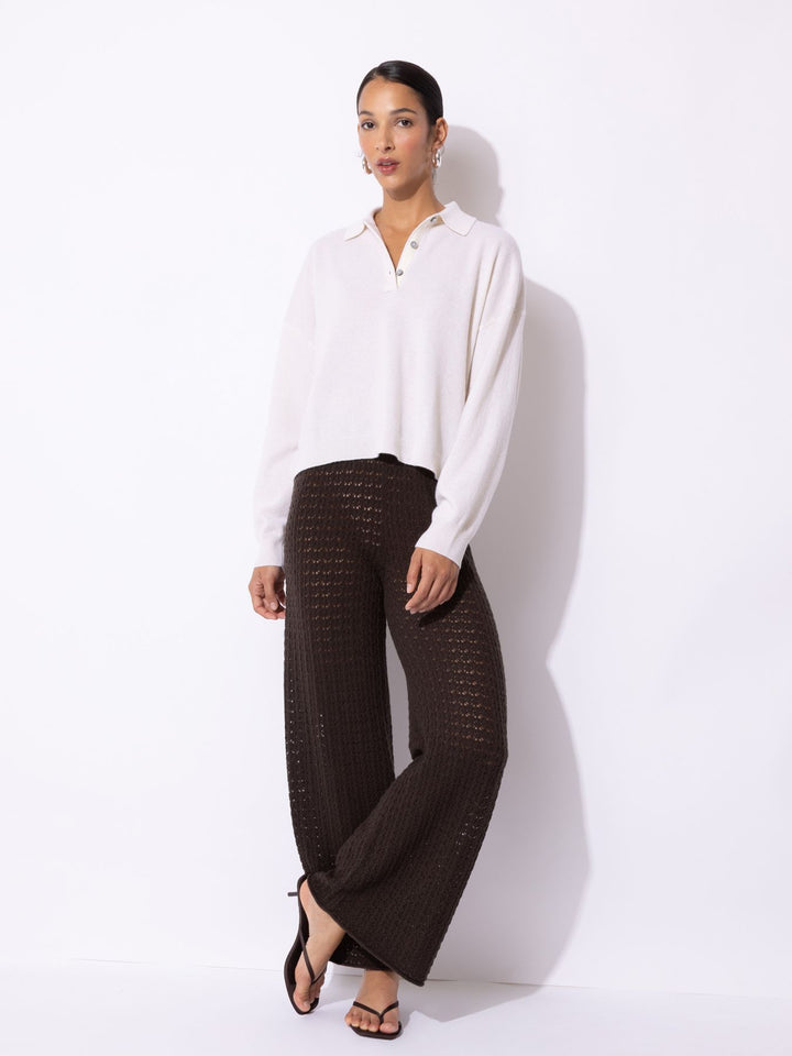 Pullover Polo with Grosgrain - White