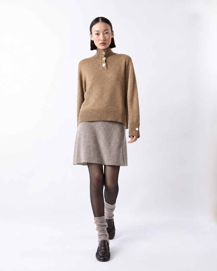 Button Neck Sweater - Nutmeg