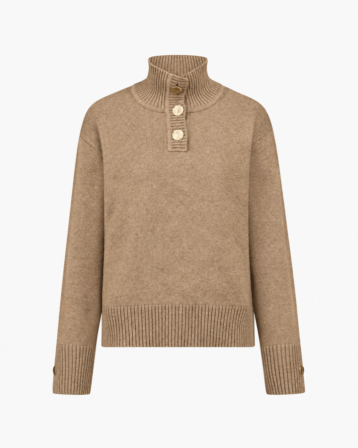 Button Neck Sweater - Nutmeg