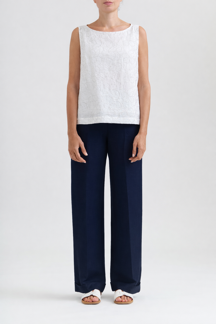 Embroidered Sleeveless Top