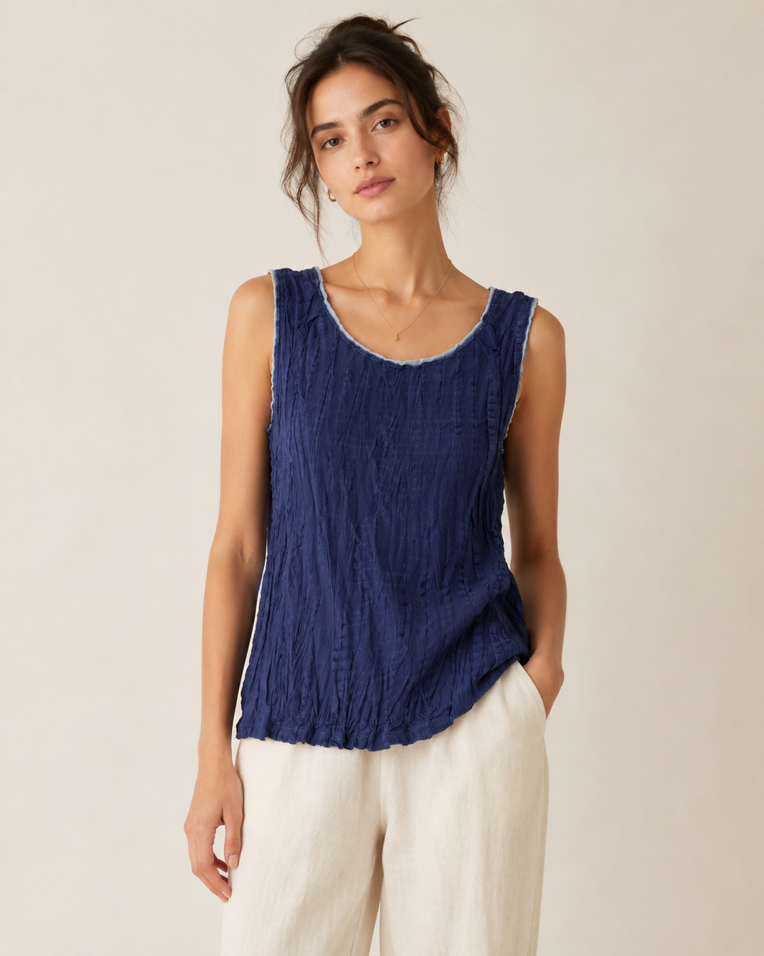 Silk Blouse - Navy