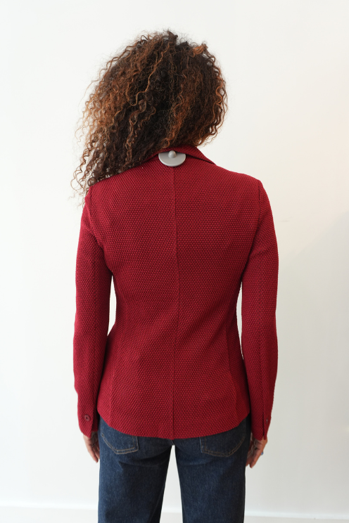 Single Button Honeycomb Jacket