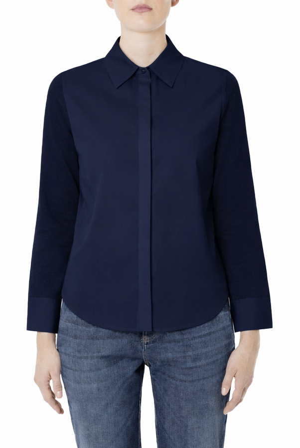 Cotton Front Shirt - Navy