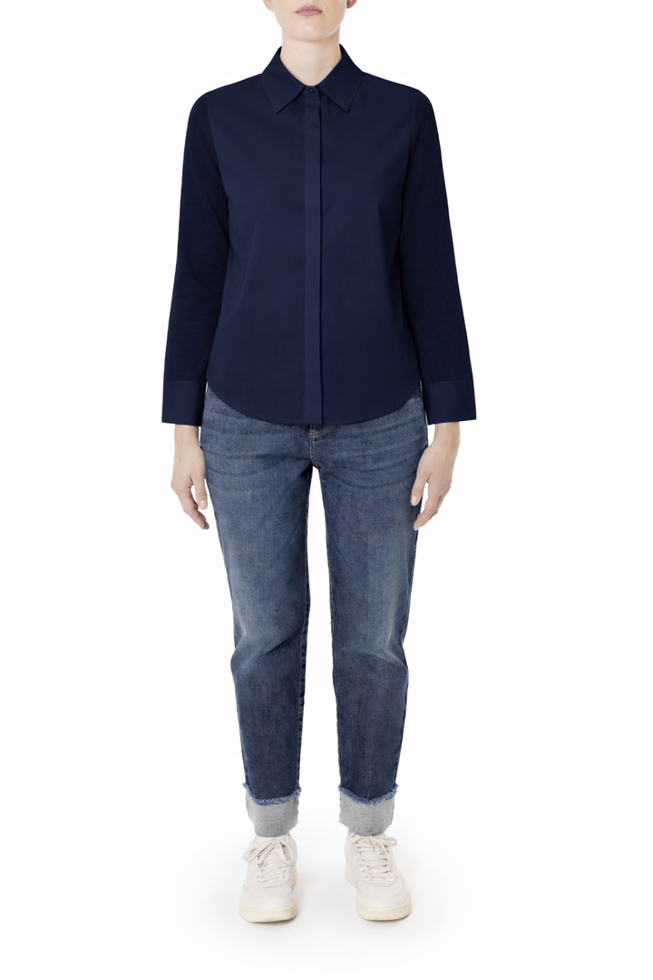 Cotton Front Shirt - Navy