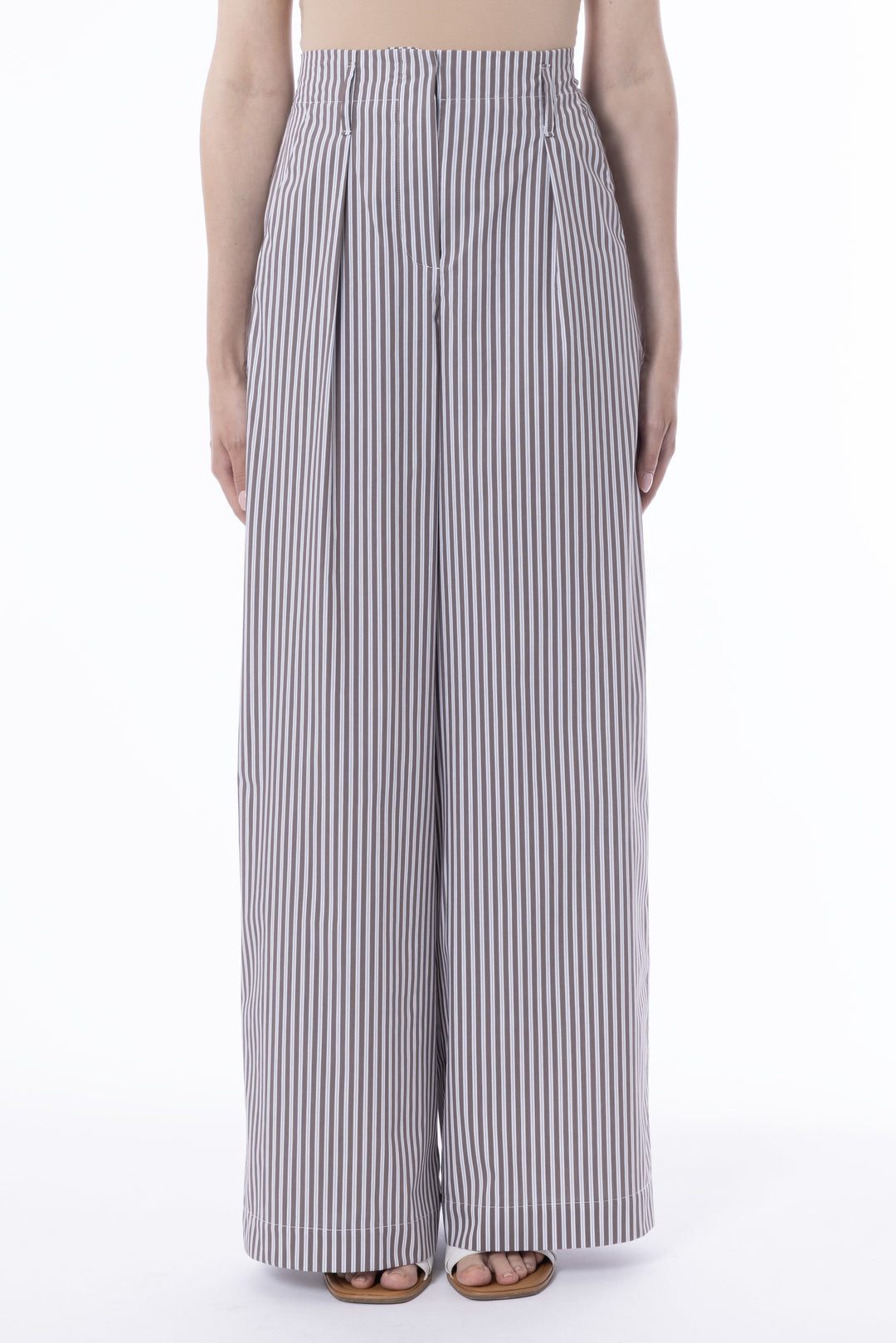 Stripe Pant - White/Brown