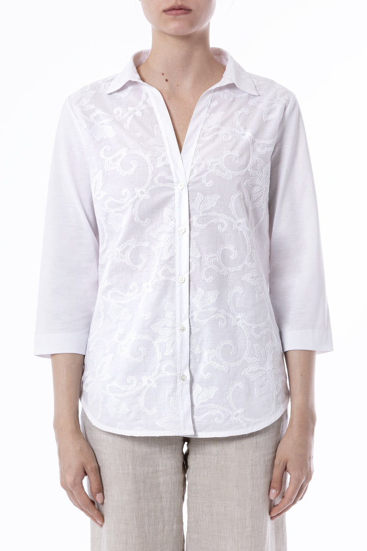 Embroidered Front Shirt - Bianco