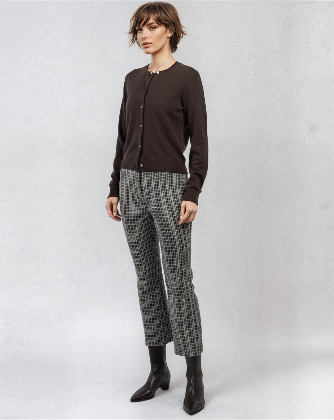 Crewneck Shell Cashmere Cardigan - Cacao